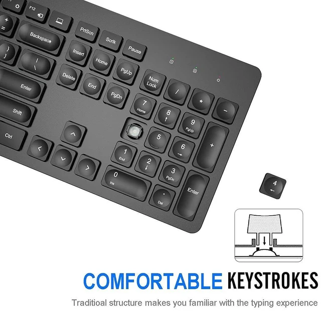 Alt view image 4 of 5 - Arteck 2.4G Wireless Keyboard Ultra Slim Full Size Keyboard with Numeric Keypad and Media Hotkey for Computer/Desktop/PC/Laptop/Surface/Smart TV and Windows 11/10/ 8/7