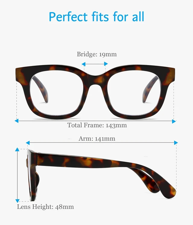 Alt view image 4 of 5 - ANRRI Oversized Blue Light Blocking Glasses for Women and Men Trendy Big Frame Blue Light Computer Glasses Tortoise Frame