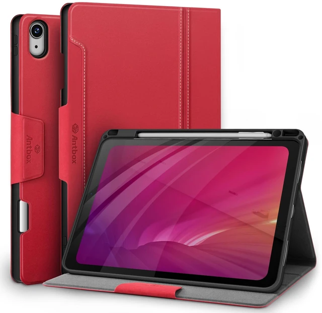 Main image of Antbox Case for iPad Air 11-inch M4/M3/M2 (2026/2025/2024), iPad Air 5th/4th Generation 10.9'' Vegan Leather with Pencil Holder Typing Angle Auto Sleep/Wake Muti-Stand (Red)