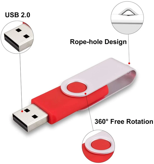Alt view image 2 of 5 - 10Pcs 32GB USB Flash Drives, USB 2.0 Thumb Drive Bulk Pack Swivel Memory Stick 32 GB Fold Storage Jump Drive Pen Drive Zip Drive for Computer PC, 10 Pack Red