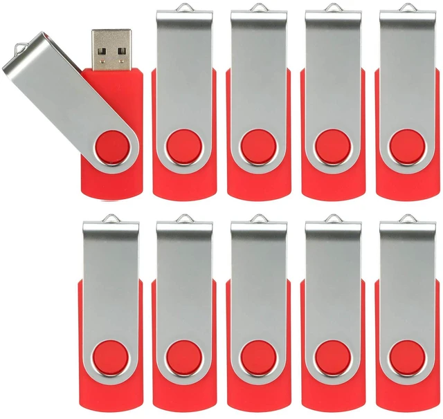 Main image of 10Pcs 32GB USB Flash Drives, USB 2.0 Thumb Drive Bulk Pack Swivel Memory Stick 32 GB Fold Storage Jump Drive Pen Drive Zip Drive for Computer PC, 10 Pack Red