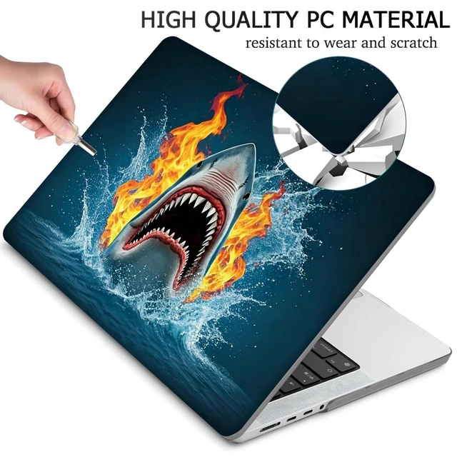 Alt view image 3 of 5 - Plastic Hard Shell Case Compatible with MacBook Air 13 inch Retina Display with Touch ID (M1 A2337 A2179 A1932, 2018, 2019, 2020 Release) (Shark)