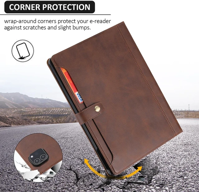 Alt view image 3 of 5 - Dteck for iPad Pro 12.9 Case 2022 2021 2020 2018,iPad Air 13 Case with Pencil Holder and Pocket, Premium PU Leather Folio Flip Stand Cover Shockproof Protective Auto Sleep/Wake Wallet Case,Coffee