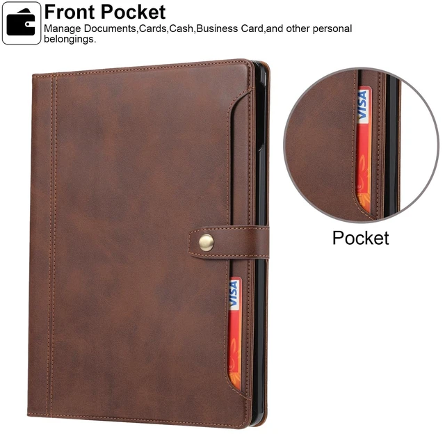 Alt view image 5 of 5 - Dteck for iPad Pro 12.9 Case 2022 2021 2020 2018,iPad Air 13 Case with Pencil Holder and Pocket, Premium PU Leather Folio Flip Stand Cover Shockproof Protective Auto Sleep/Wake Wallet Case,Coffee