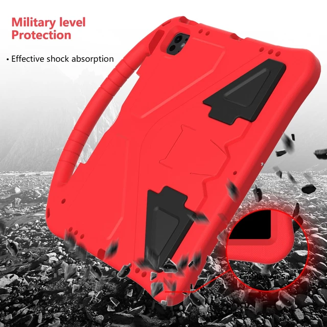 Alt view image 3 of 5 - Dteck Kids Case for iPad Air 13 inch M2, iPad Pro 12.9" - Shockproof Rugged EVA Handle Stand Child Proof Case with Pencil Holder, Red