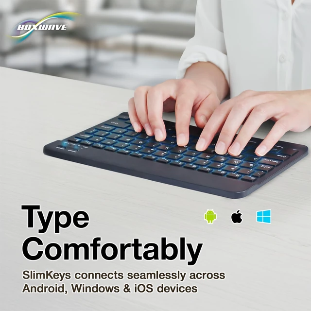 Alt view image 2 of 5 - BoxWave Keyboard Compatible with Apple iPhone SE (2020) - SlimKeys Bluetooth Keyboard - with Backlight, Portable Slim LED 7 Colors - Jet Black