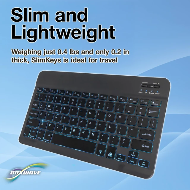 Alt view image 4 of 5 - BoxWave Keyboard Compatible with Apple iPhone SE (2020) - SlimKeys Bluetooth Keyboard - with Backlight, Portable Slim LED 7 Colors - Jet Black