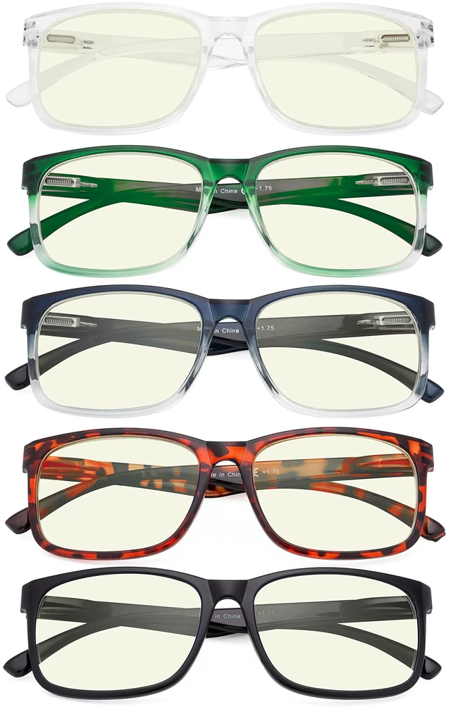 Alt view image 2 of 5 - Eyekepper 5 Pack Blue Light Blocking Reading Glasses Square Computer Readers +1.25