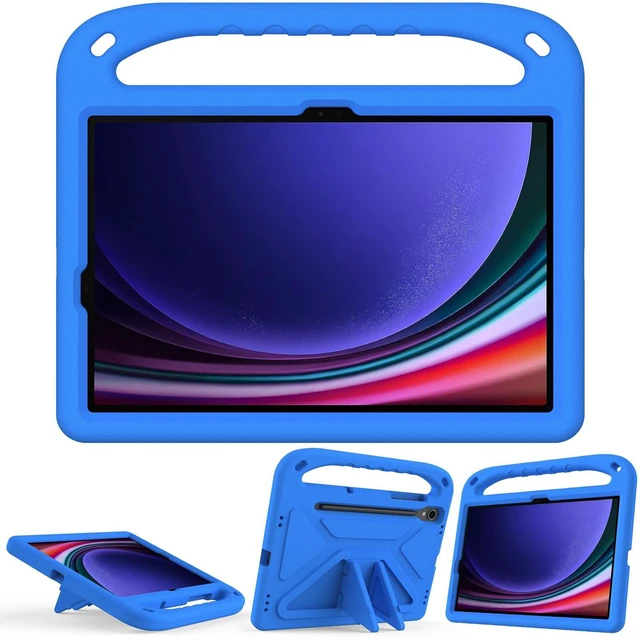 Alt view image 2 of 5 - DTECK Kids Case for Galaxy Tab S10+ S9 S8 S7 FE 5G - Lightweight Shockproof Rugged Handle Stand - Blue with S Pen Holder