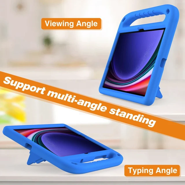 Alt view image 5 of 5 - DTECK Kids Case for Galaxy Tab S10+ S9 S8 S7 FE 5G - Lightweight Shockproof Rugged Handle Stand - Blue with S Pen Holder