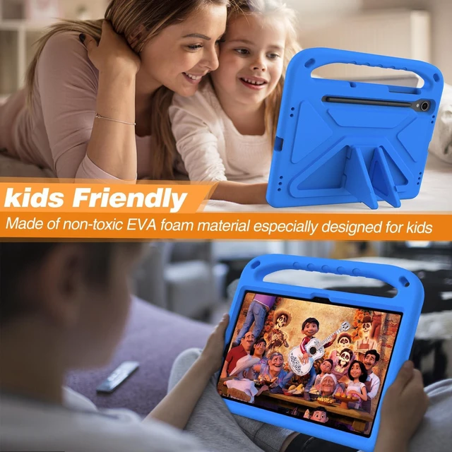 Alt view image 4 of 5 - DTECK Kids Case for Galaxy Tab S10+ S9 S8 S7 FE 5G - Lightweight Shockproof Rugged Handle Stand - Blue with S Pen Holder