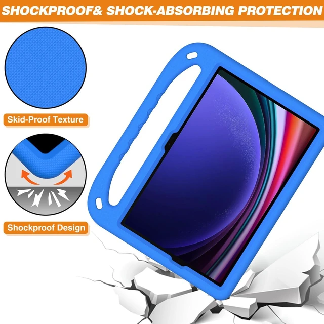 Alt view image 3 of 5 - DTECK Kids Case for Galaxy Tab S10+ S9 S8 S7 FE 5G - Lightweight Shockproof Rugged Handle Stand - Blue with S Pen Holder