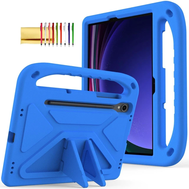 Main image of DTECK Kids Case for Galaxy Tab S10+ S9 S8 S7 FE 5G - Lightweight Shockproof Rugged Handle Stand - Blue with S Pen Holder