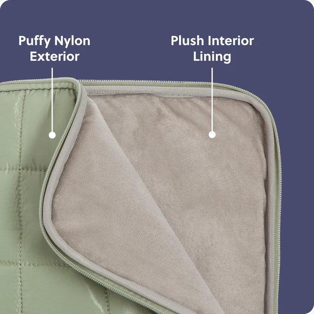 Alt view image 3 of 5 - U Brands Nylon Puffy Zipping Large Laptop Sleeve, 10.5" x 15", MacBook Bag, Laptop Case for MacBook Pro, MacBook Air, Chromebook, HP Computer, Matcha Green