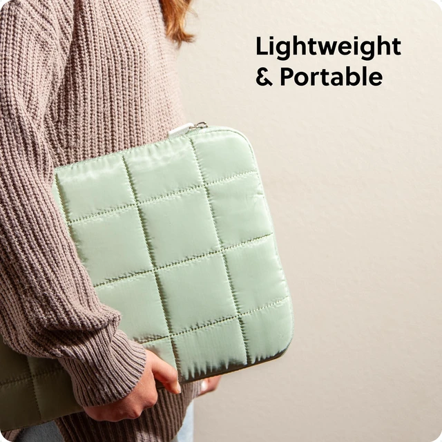 Alt view image 5 of 5 - U Brands Nylon Puffy Zipping Large Laptop Sleeve, 10.5" x 15", MacBook Bag, Laptop Case for MacBook Pro, MacBook Air, Chromebook, HP Computer, Matcha Green