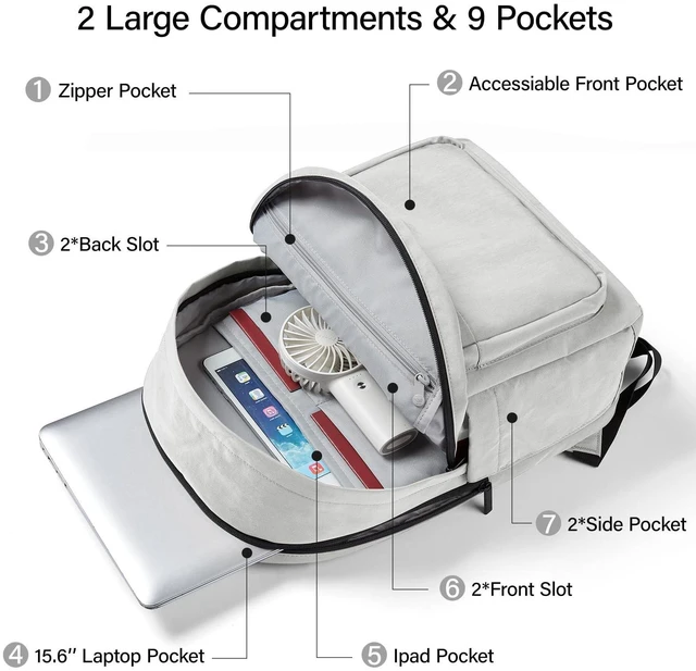 Alt view image 4 of 5 - Hanke Travel Backpack for Women Men, 15.6 Inch Laptop College Backpack