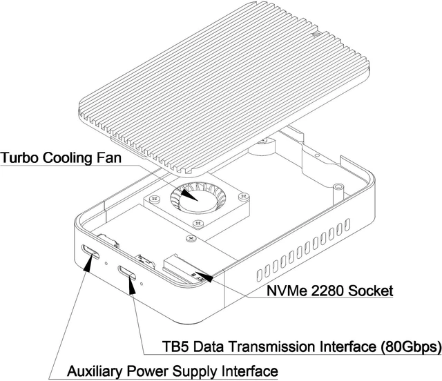 Alt view image 3 of 5 - USB4 v2.0 M.2 NVMe SSD Enclosure, 80Gbps Super-Fast External Case