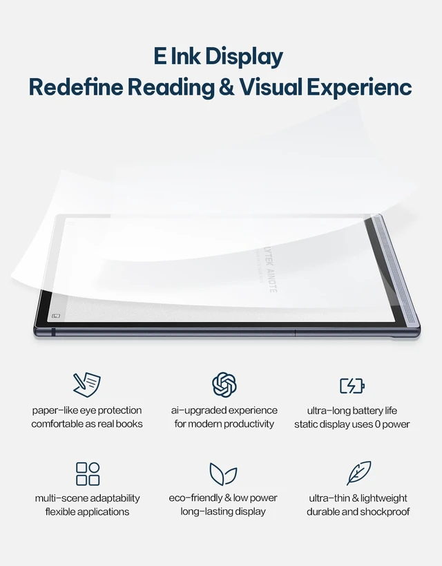 Alt view image 2 of 5 - iFLYTEK AINOTE Air 2, 8.2" AI E Ink Tablet, Smart Paper Note-Taking Tablet with Stylus & Adjustable Light, Multi-Language Transcription, Meeting Minutes Schedule Management