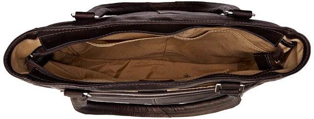 Alt view image 5 of 5 - Piel Leather Vertical Laptop Tote, Chocolate, One Size
