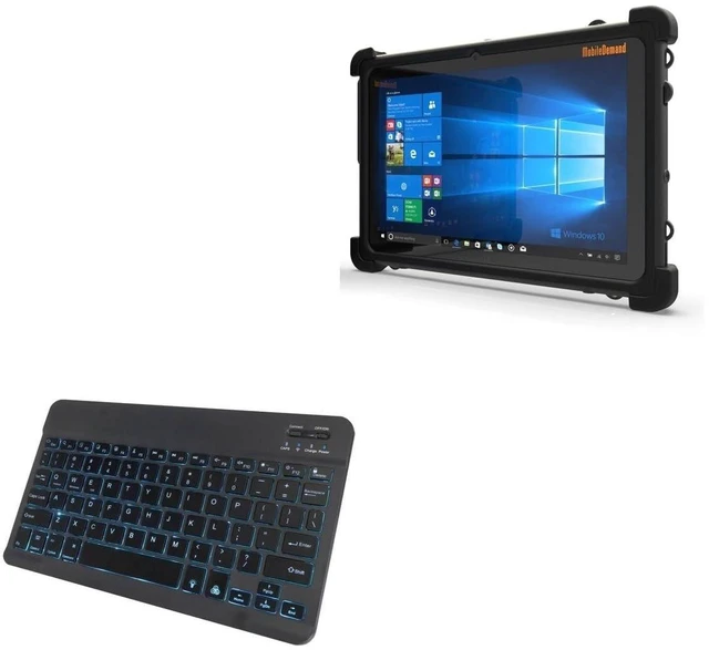 Main image of BoxWave Keyboard Compatible with MobileDemand xTablet Flex 10B - SlimKeys Bluetooth Keyboard - with Backlight, Portable Slim LED 7 Colors - Jet Black