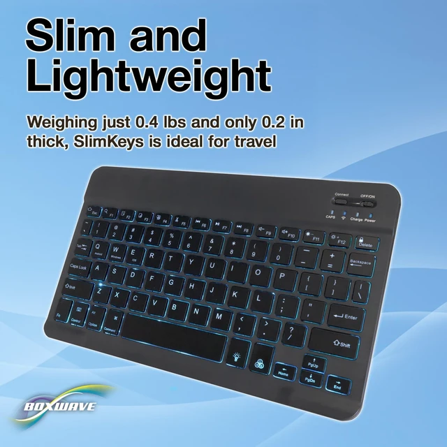 Alt view image 5 of 5 - BoxWave Keyboard Compatible with MobileDemand xTablet Flex 10B - SlimKeys Bluetooth Keyboard - with Backlight, Portable Slim LED 7 Colors - Jet Black