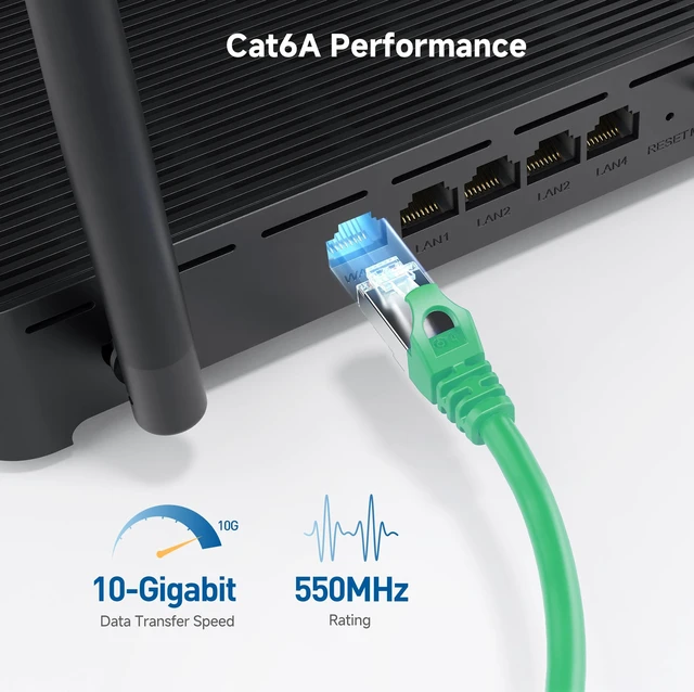 Alt view image 4 of 5 - Cable Matters 10Gbps Snagless Shielded Cat 6A Ethernet Cable, 100ft, Green