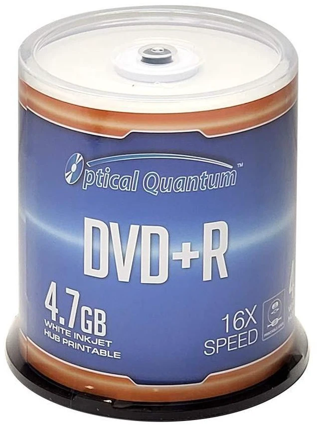 Main image of Optical Quantum DVD+R 4.7GB 16X White Inkjet Printable DVDs, 100-Pack