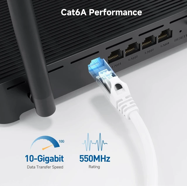 Alt view image 3 of 5 - Cable Matters 10Gbps Snagless Shielded Cat 6A Ethernet Cable, 75ft, White