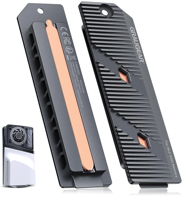 Main image of GRAUGEAR PS5 Pro/PS5 Slim M.2 SSD Heatsink with Heatpipe, Integrated Copper Heatpipe and Aluminum Fins for High-Efficiency Cooling, Compatible with NVMe SSD Upgrade for PlayStation 5