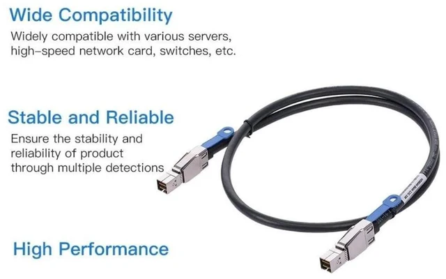 Alt view image 4 of 5 - chenyang Mini SAS SFF-8644 to SFF-8644 High Density HD Data Server Raid Cable 0.5M