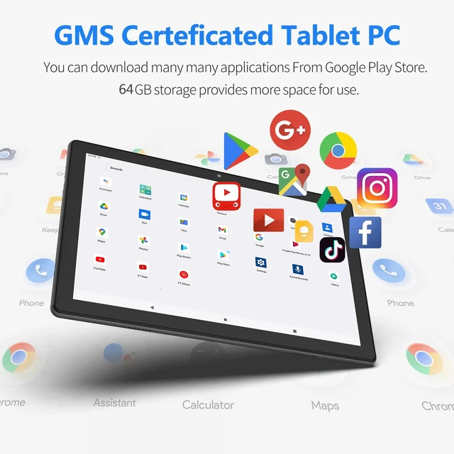 Alt view image 3 of 5 - PRITOM 2026 10'' Tablet with Case, 5Ghz WiFi 6, 64GB, HD IPS, 6000mAh,Black