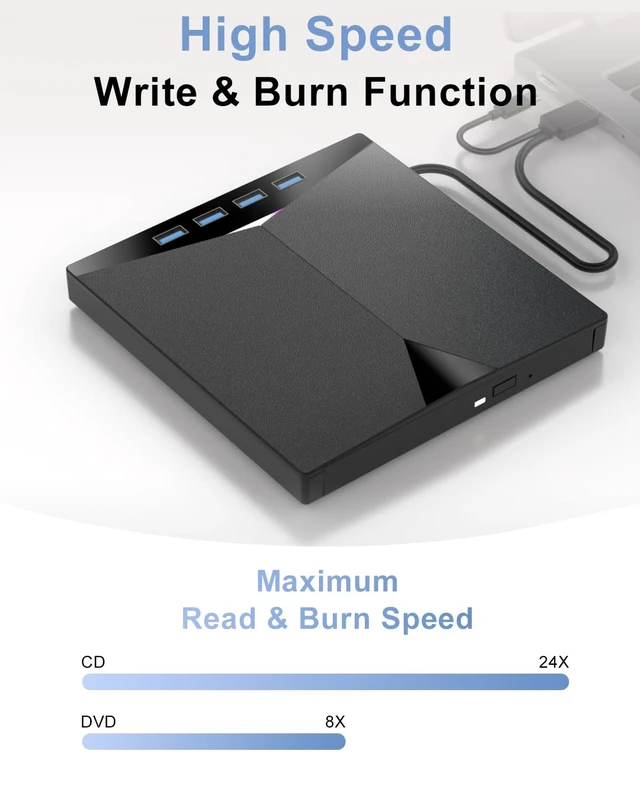 Alt view image 2 of 5 - 7-in-1 Optical CD DVD Writer USB3.0 SD TF Slots for Mac Windows Linux
