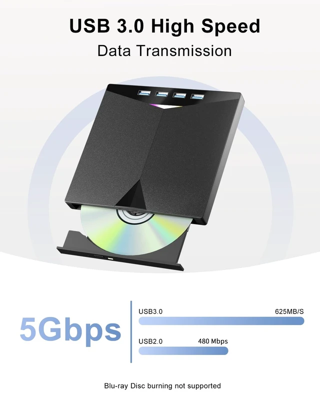 Alt view image 3 of 5 - 7-in-1 Optical CD DVD Writer USB3.0 SD TF Slots for Mac Windows Linux