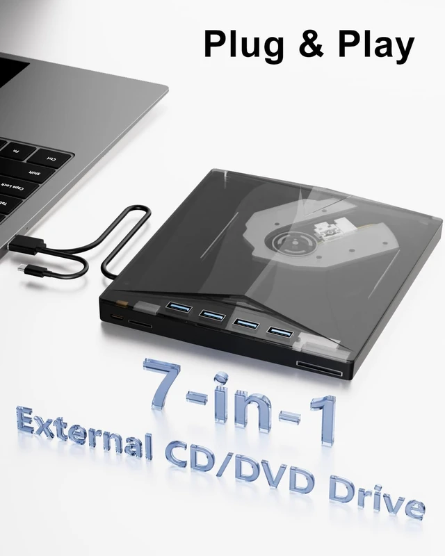 Alt view image 4 of 5 - 7-in-1 Optical CD DVD Writer USB3.0 SD TF Slots for Mac Windows Linux