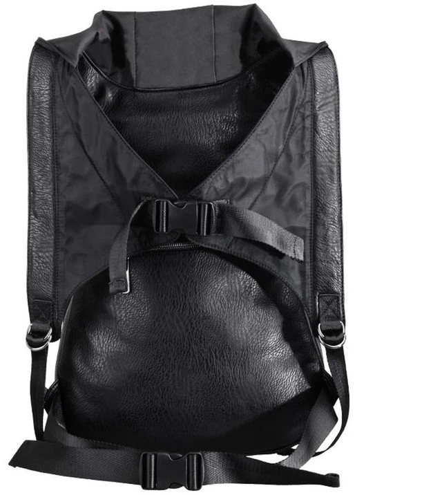 Alt view image 4 of 5 - nice--buy Skull Punk Art Fashion Backpack Hooded Rivet Studded Biker Purse Gothic 3D Skull PU Leather Bookbag Python Daypack Shoulder Bag Laptop Bag