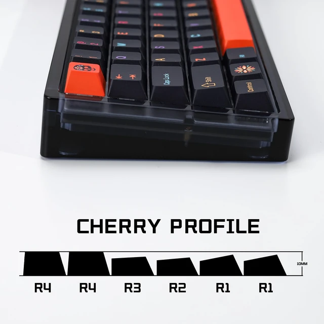 Alt view image 3 of 5 - YMKPVR KBDiy Mictlan Five-Sided Dye-Sublimation Keycaps,143 Keys Cherry Profile PBT Orange Halloween Themed Keycap Set Custom Keyboard Keycap for 61/64/68/84/87/100/104/108 Mechanical Keyboard