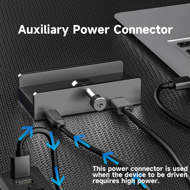 Alt view image 2 of 5 - USB C Hub Clamp Aluminum 2-Port USB 3.0, USB C Data Port, SD/TF Card Reader for 0.39''-1.18'' Thickness Desktop PC, Desks,Monitor Stand Desktop Powered USB Hub and Cell Phone Holder (Black)