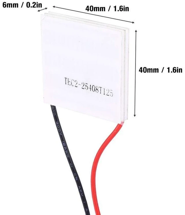 Alt view image 2 of 5 - TEC2-25408 Refrigeration Sheet, 40mm x 40mm x 6mm DC 12 Volt 8A Thermoelectric Cooler Cooling Peltier Plate Module, Max Temp Difference 50 C/122 F Double Layer Heatsink Tablets
