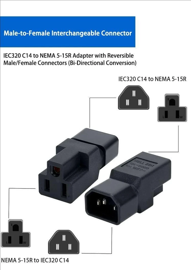 Alt view image 5 of 5 - JORINDO 10PCS IEC C14 to NEMA 5-15R PDU UPS Power Adapter