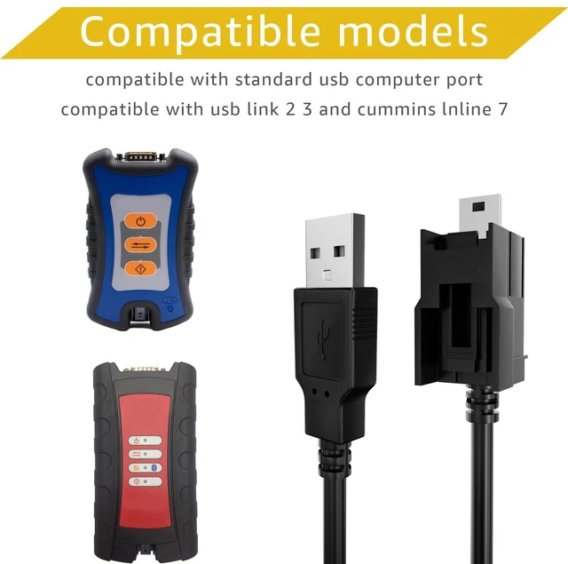 Alt view image 4 of 5 - Yubunt 404032 USB Cable Replacement for Nexiq USB Link 2 3 for Cummins Inline 7, Compatible with Standard USB Computer Ports(2 Pcs)
