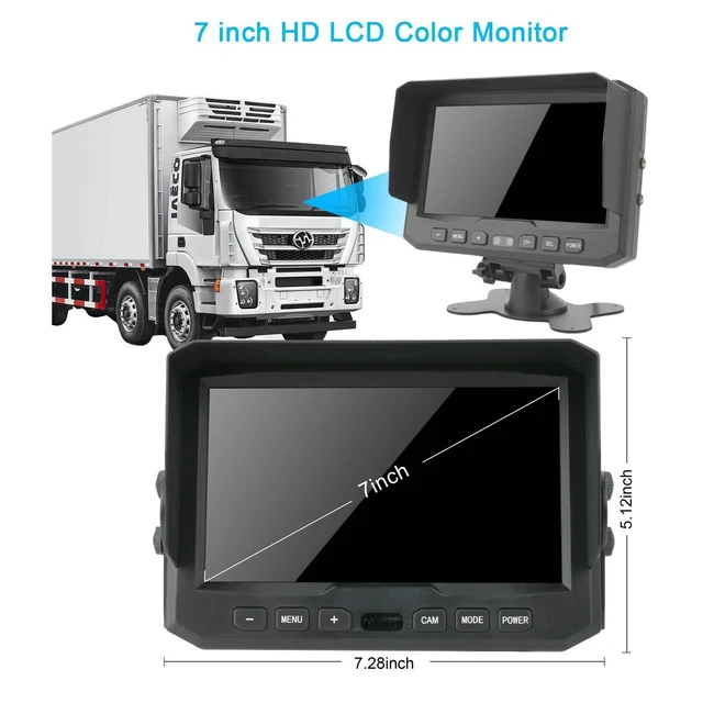 Alt view image 3 of 4 - TECKEEN Truck 1080P HD Backup Camera System,High Defenition cab cam Camera with 7 inch Monitor+ 4 PIN Camera Cable for Bus/Truck/Van/Trailer/RV/Camper/Motor Home/Vehicle