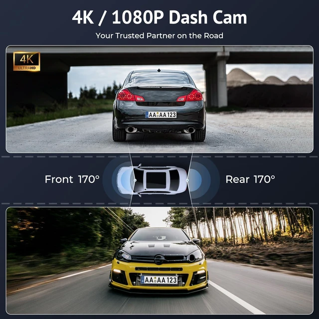 Alt view image 2 of 5 - Wonsidary 10.26" CarPlay Screen for Car with 4K DashCam&1080P Backup Camera