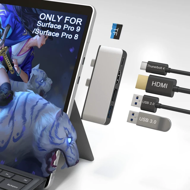 Main image of Surface Docking Station with 4K HDMI+USB-C Thunderbolt 4 (Display+Data+PD 100W)+USB 3.0/2.0+TF Card Slot, Triple Display USB C Hub for Surface Pro 8