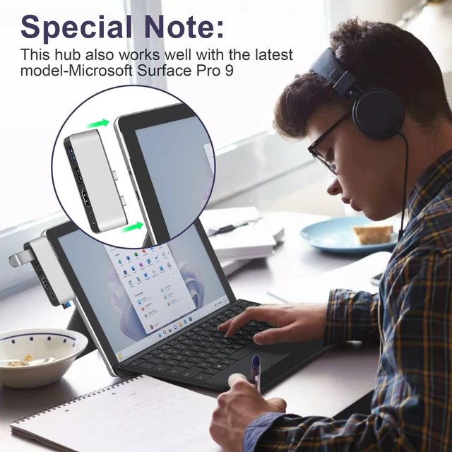 Alt view image 4 of 5 - Surface Docking Station with 4K HDMI+USB-C Thunderbolt 4 (Display+Data+PD 100W)+USB 3.0/2.0+TF Card Slot, Triple Display USB C Hub for Surface Pro 8