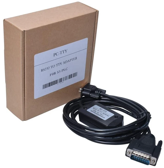 Main image of PC-TTY Programming Cable 6ES5734-1BD20 for Siemens S5 PLC, RS232 to TTY Adapter, DB9 to DB15 Cable