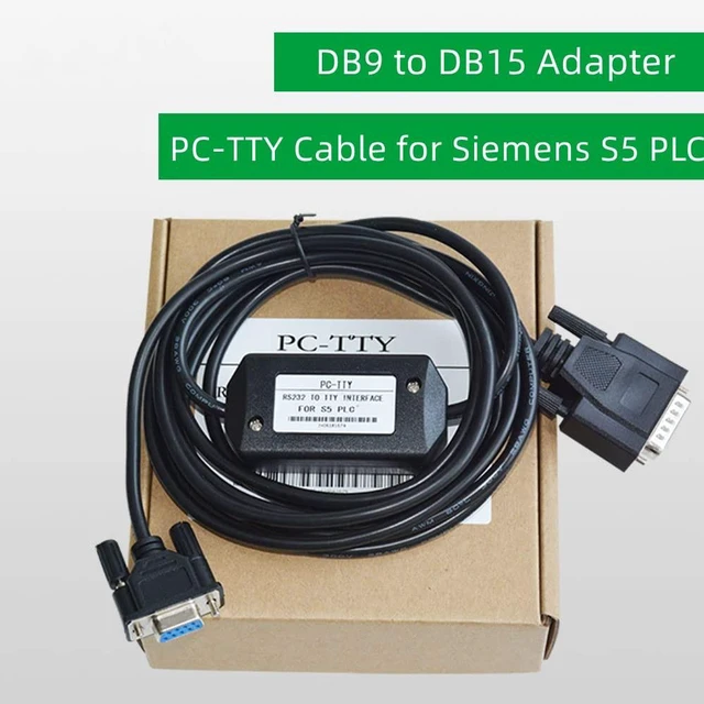 Alt view image 2 of 5 - PC-TTY Programming Cable 6ES5734-1BD20 for Siemens S5 PLC, RS232 to TTY Adapter, DB9 to DB15 Cable