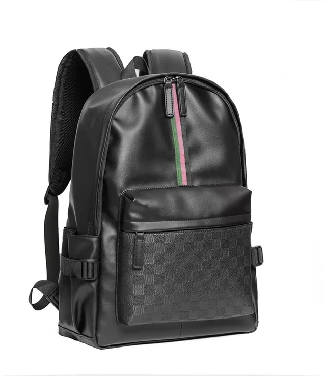 Alt view image 4 of 5 - WDEKDAI Leather Backpack School College Bookbag Leisure Business Travel Hiking Rucksack,Suitable for 15.6-inch laptop pack (2)