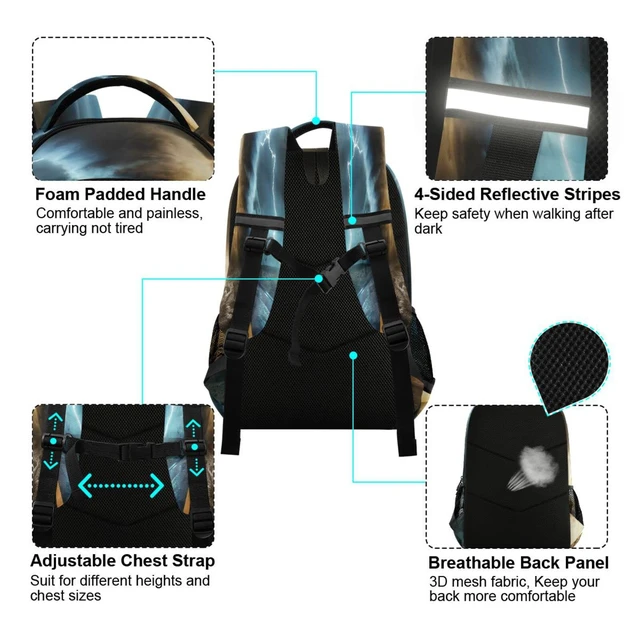 Alt view image 4 of 5 - Vozoza Powerful Tornado Backpack for Girls Kids Boys School Bookbags,Student Laptop Backpack Carrying Bag Casual Travel Packs