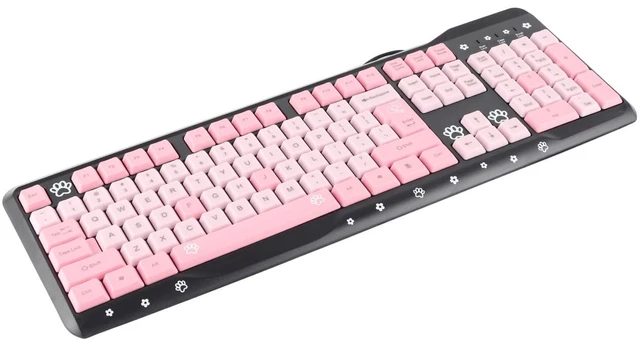 Alt view image 3 of 5 - Wired Ultra-Thin Keyboard, USB, Plug and Play, Pink/Black, Ergonomic, for PC/Laptop/Desktop