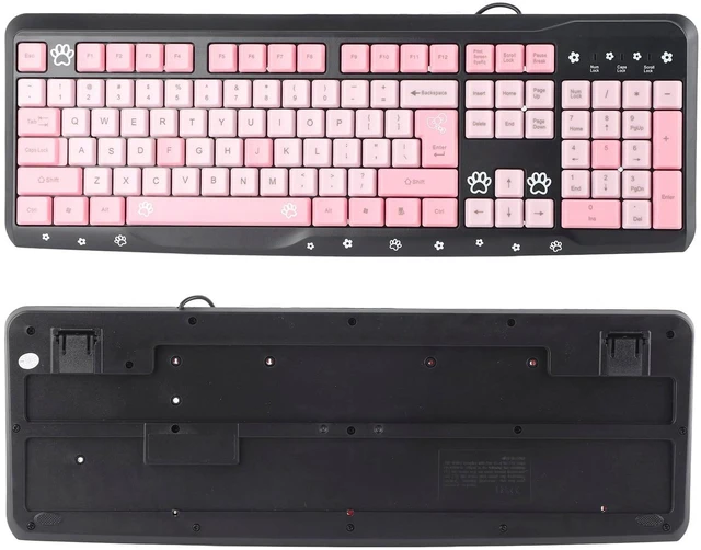 Alt view image 5 of 5 - Wired Ultra-Thin Keyboard, USB, Plug and Play, Pink/Black, Ergonomic, for PC/Laptop/Desktop